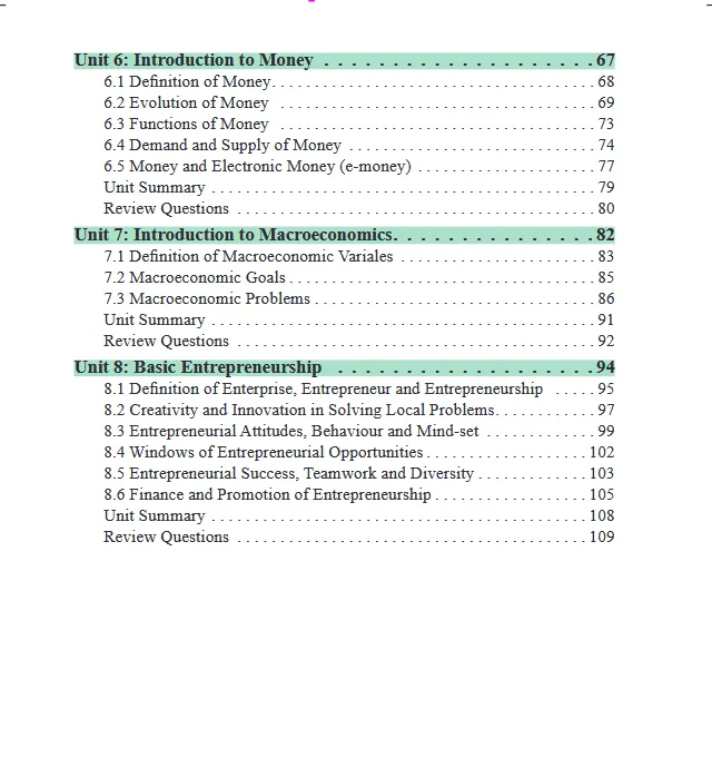 Download Ethiopian new Curriculum grade 9 economics Student Textbook PDF